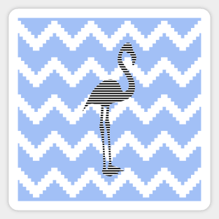 Flamingo  - abstract geometric pattern - blue and white. Sticker